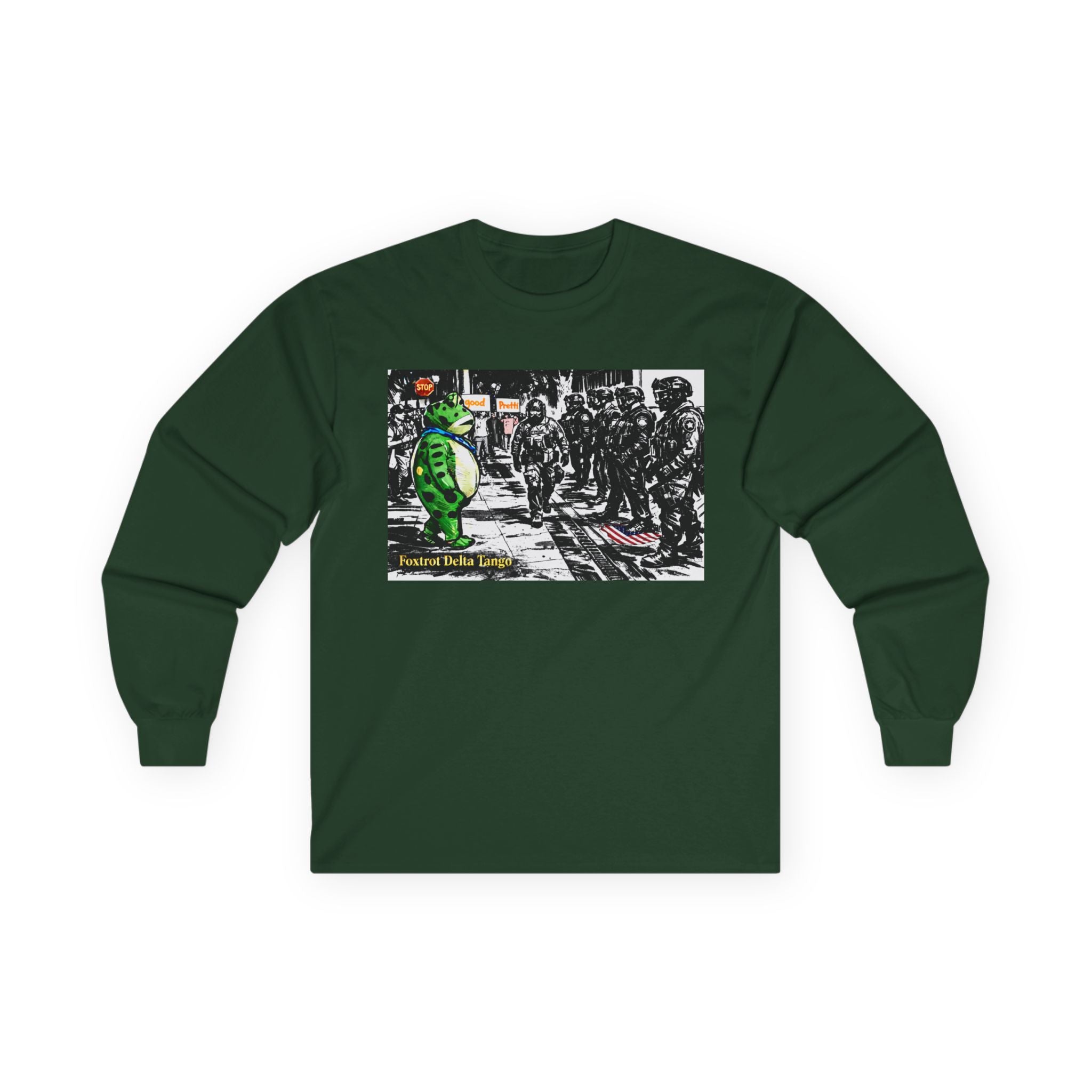 Long Sleeve Tee — Frog Protest Graphic