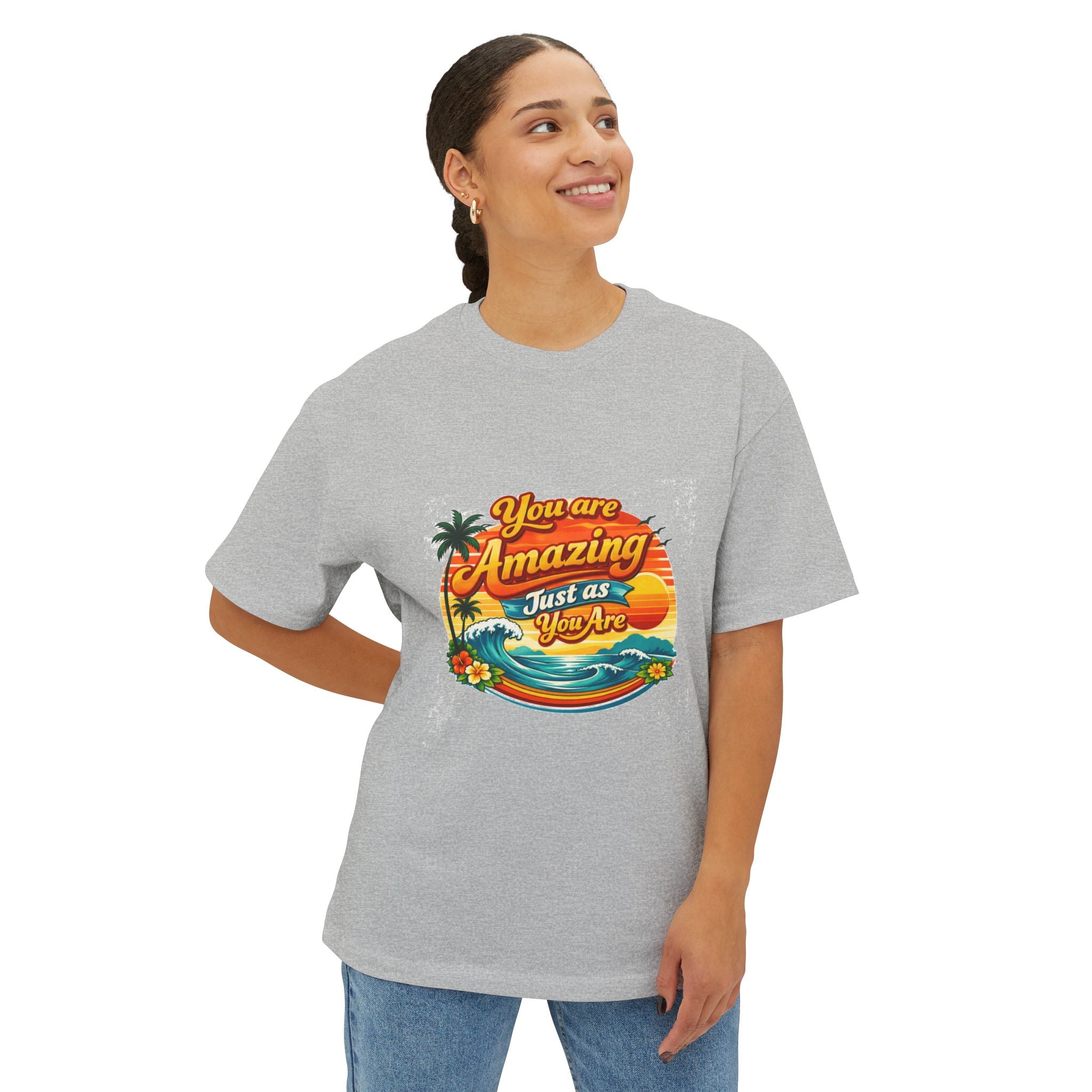 You Are Amazing Just As You Are Tee — Vintage Tropical Sunset Graphic T‑Shirt
