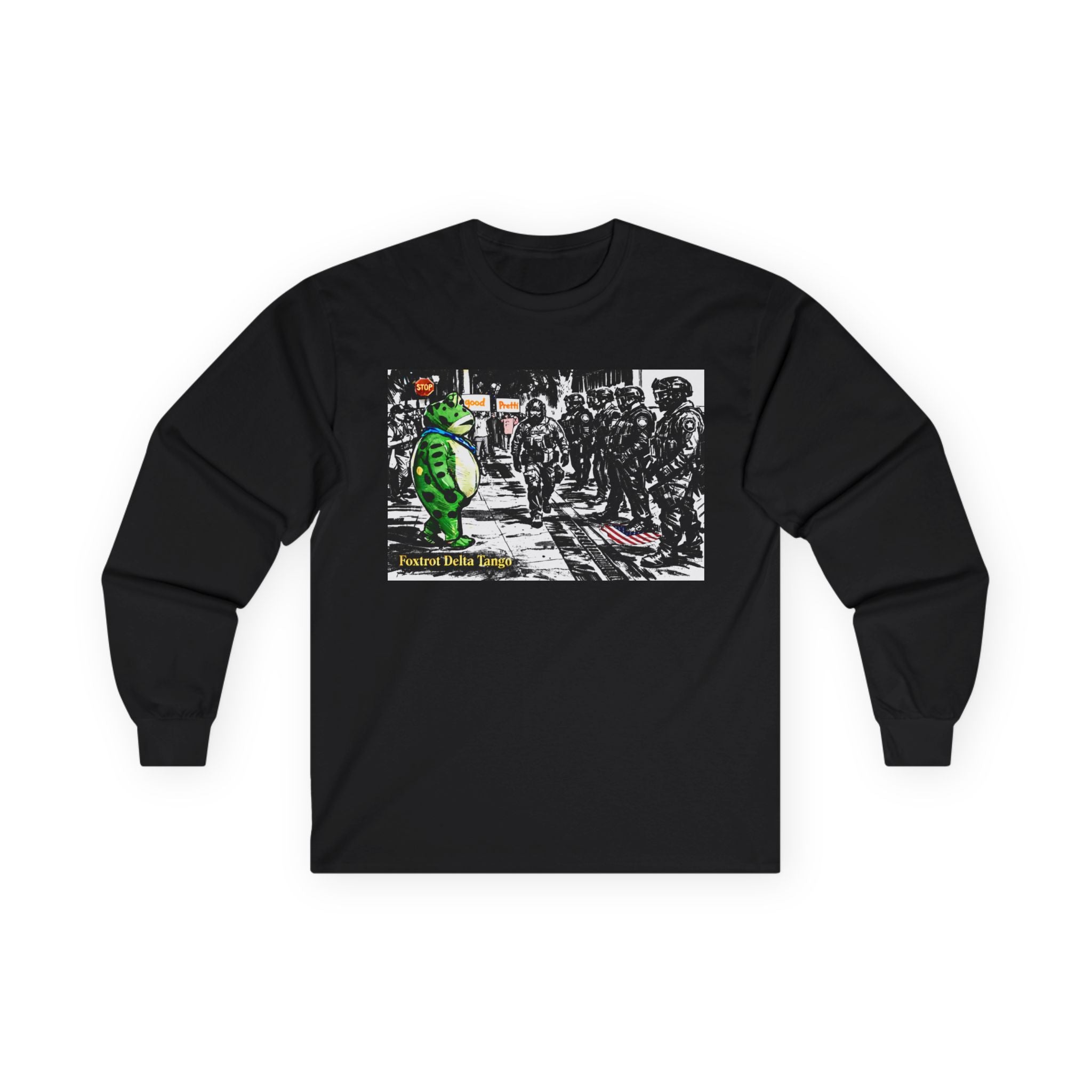 Long Sleeve Tee — Frog Protest Graphic