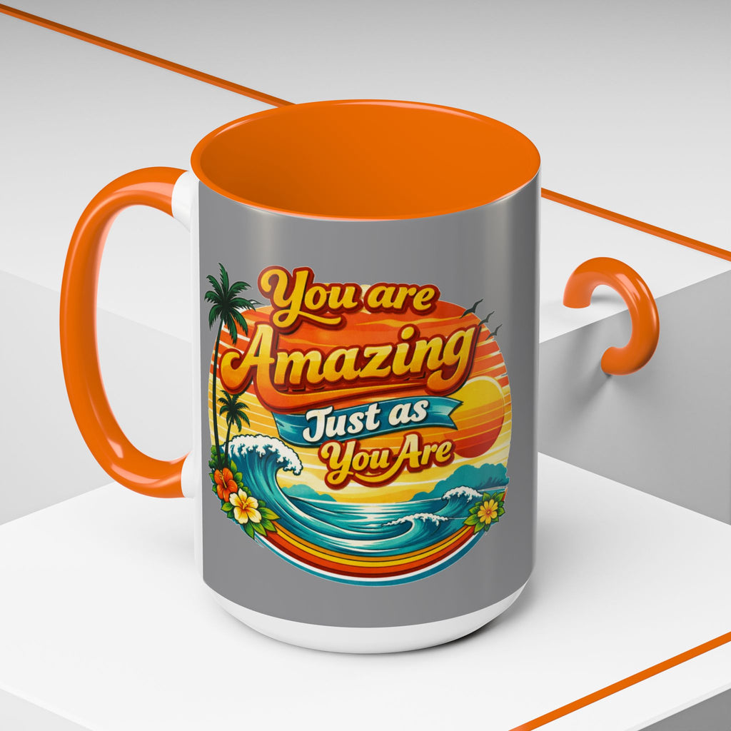 Accent Coffee Mug Beach Scene with Positive Affirmation
