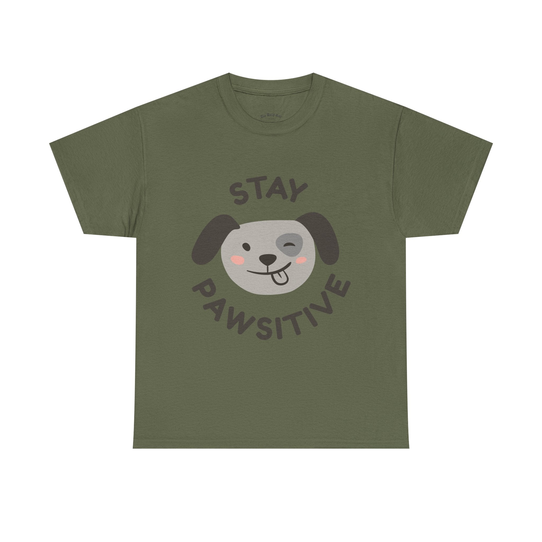 Stay Pawsitive dog face T-Shirt Cute puppy graphic tee