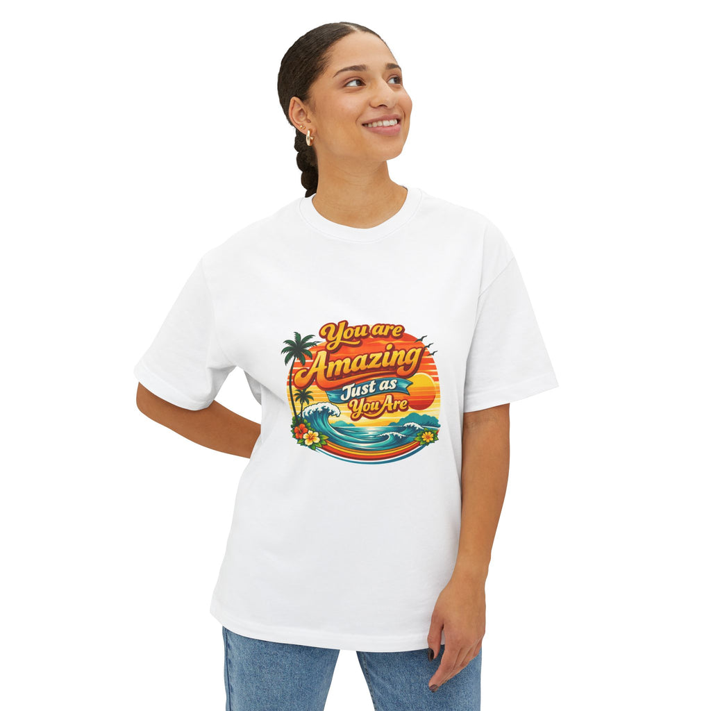 You Are Amazing Just As You Are Tee — Vintage Tropical Sunset Graphic T‑Shirt
