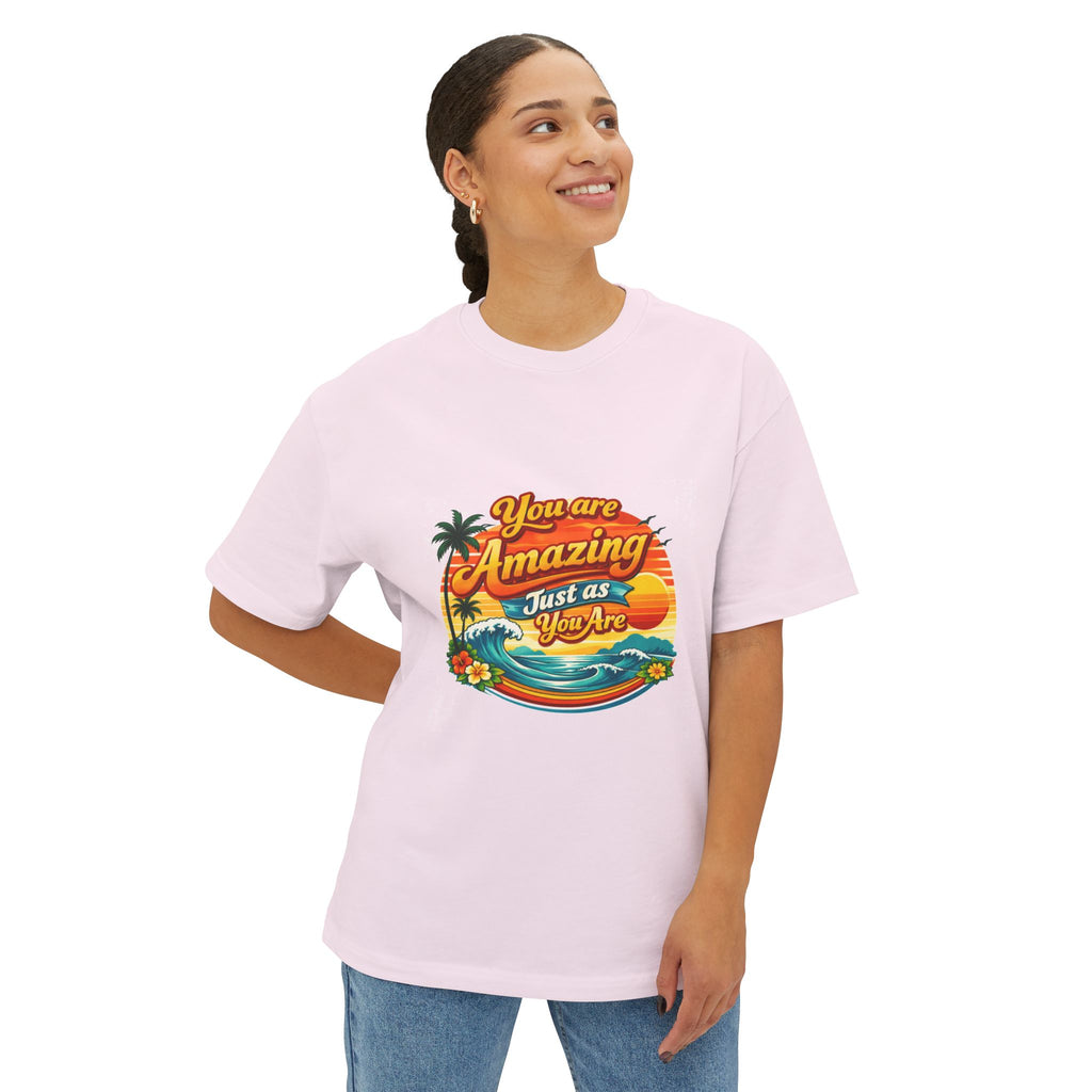 You Are Amazing Just As You Are Tee — Vintage Tropical Sunset Graphic T‑Shirt