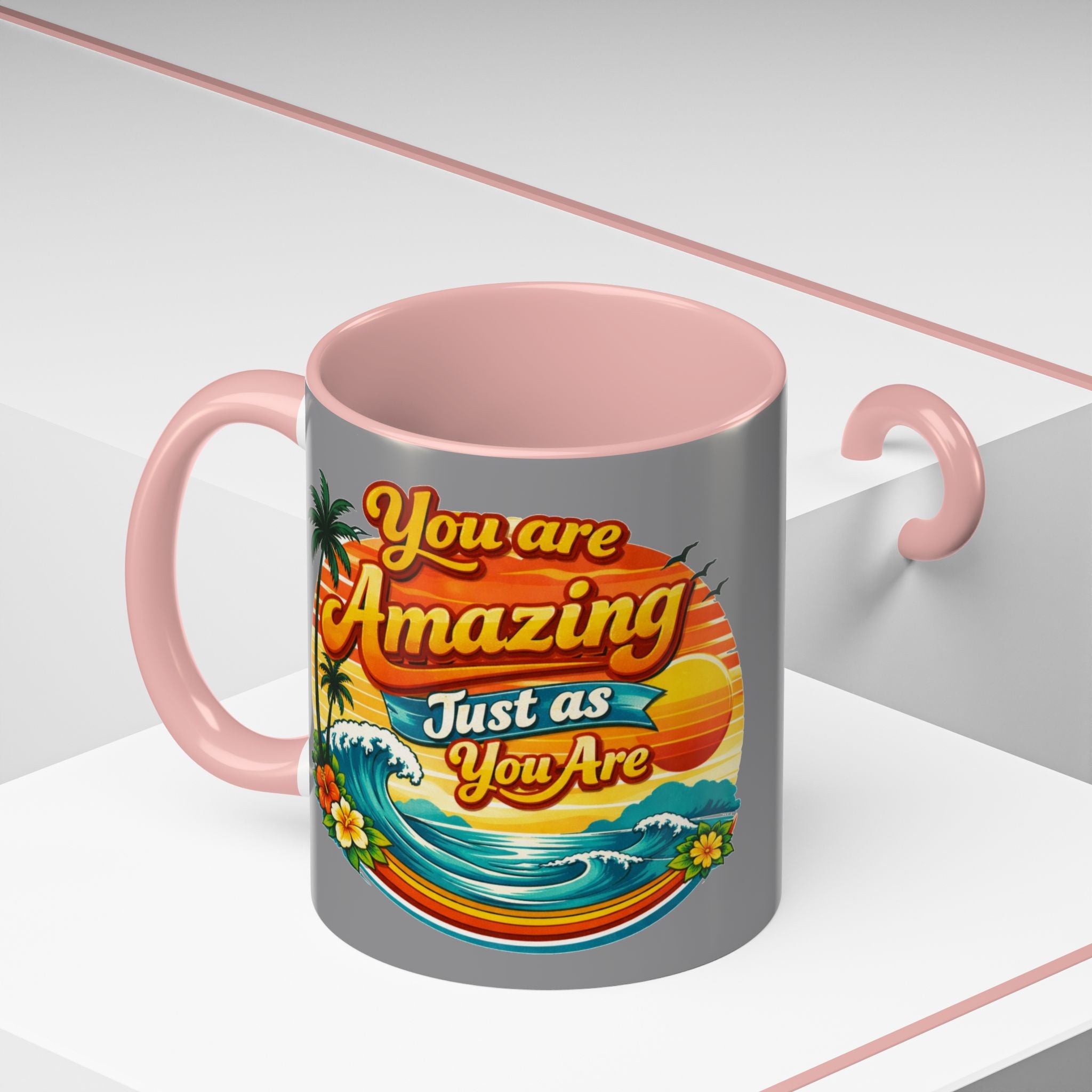 Accent Coffee Mug Beach Scene with Positive Affirmation