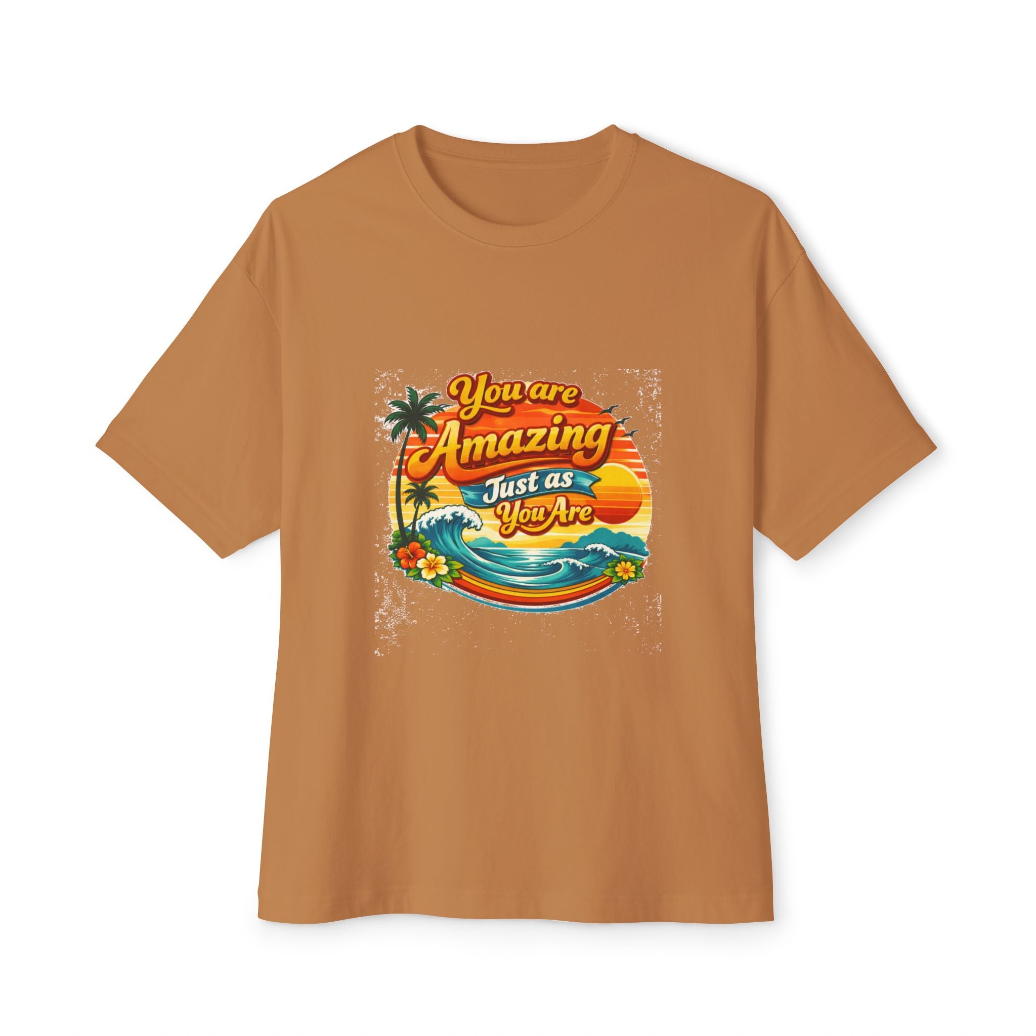 You Are Amazing Just As You Are Tee — Vintage Tropical Sunset Graphic T‑Shirt