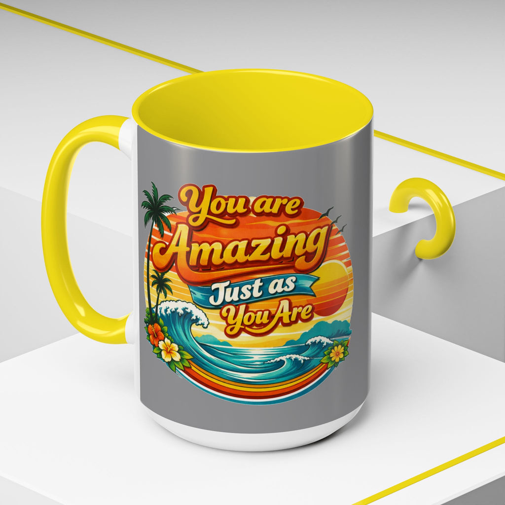 Accent Coffee Mug Beach Scene with Positive Affirmation