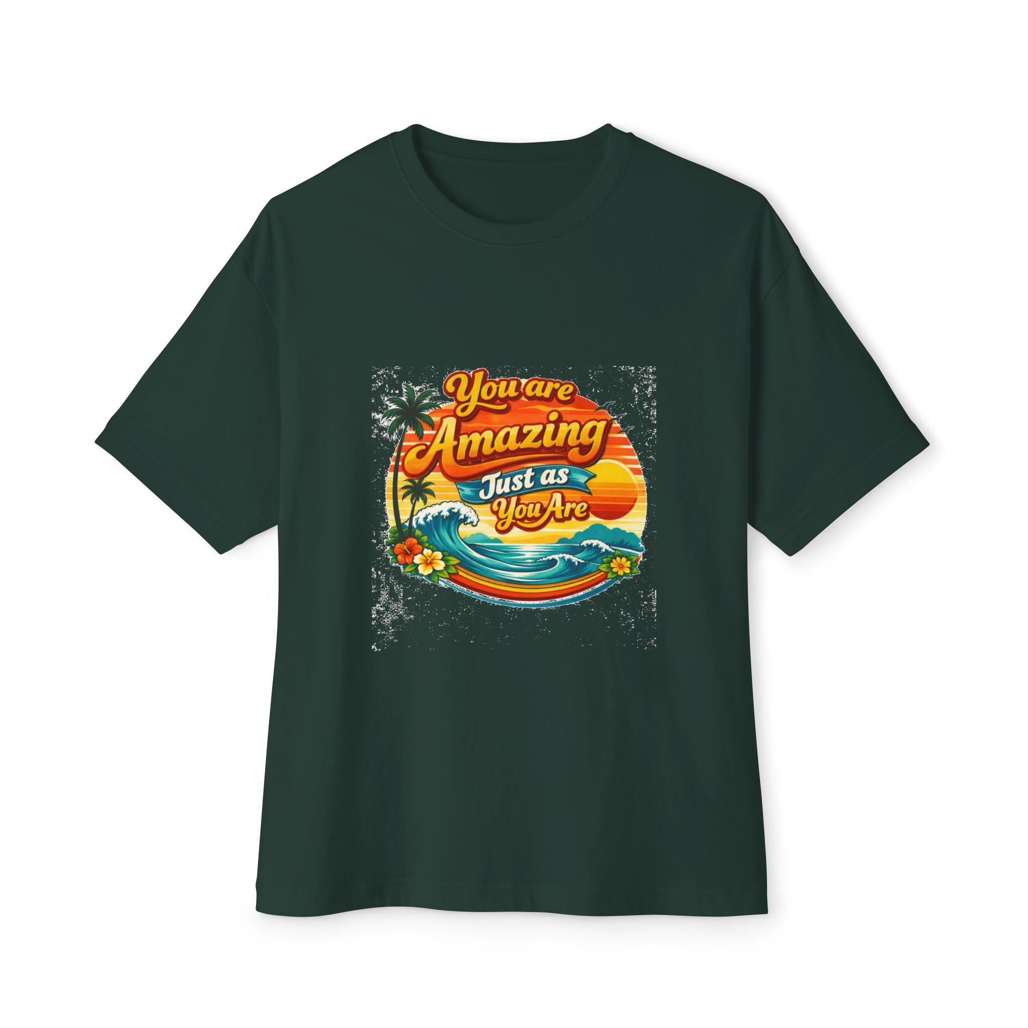 You Are Amazing Just As You Are Tee — Vintage Tropical Sunset Graphic T‑Shirt
