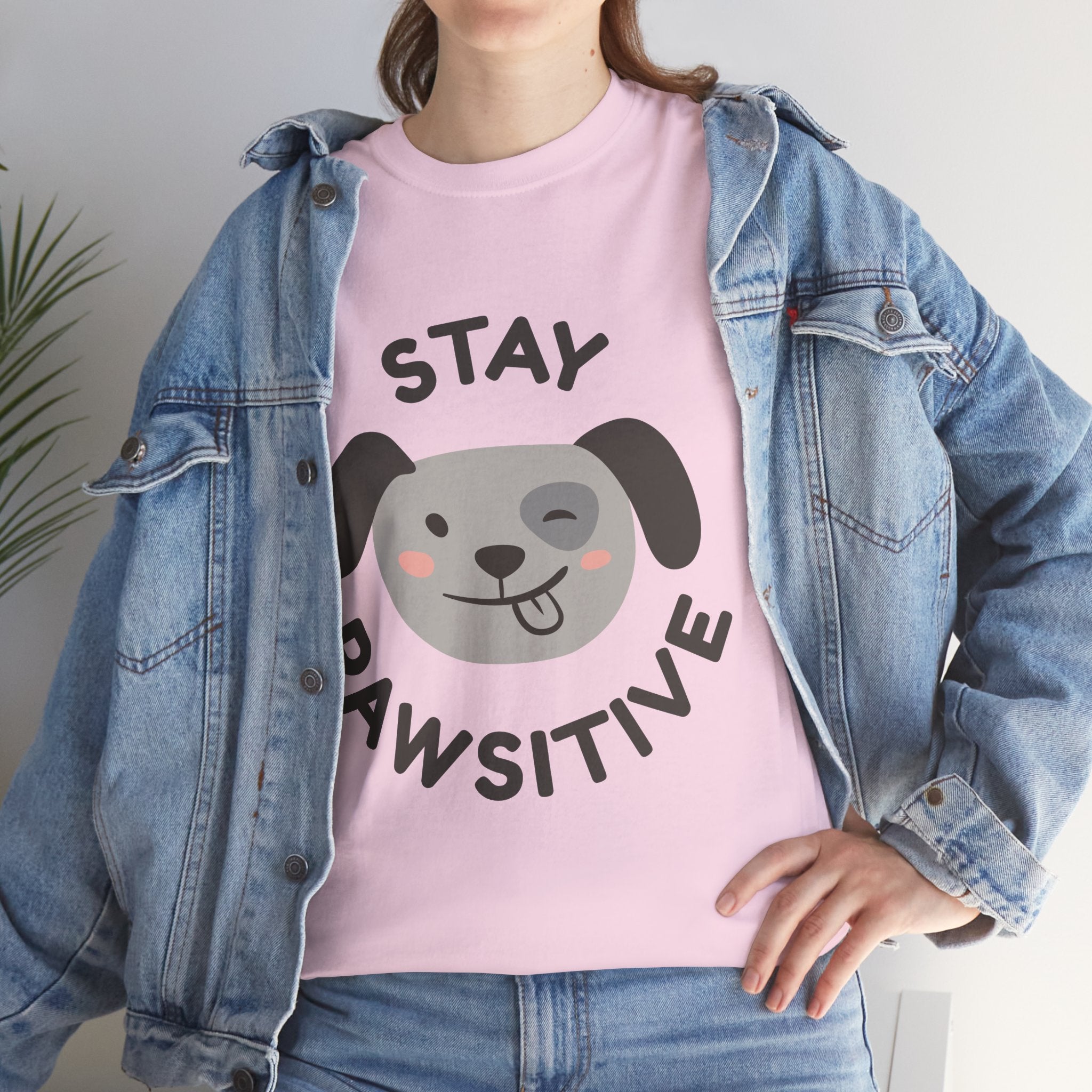 Stay Pawsitive dog face T-Shirt Cute puppy graphic tee