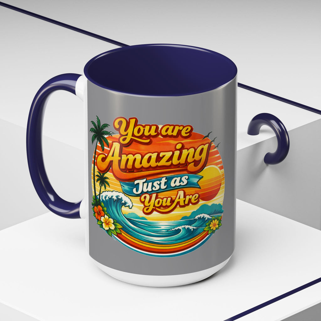 Accent Coffee Mug Beach Scene with Positive Affirmation