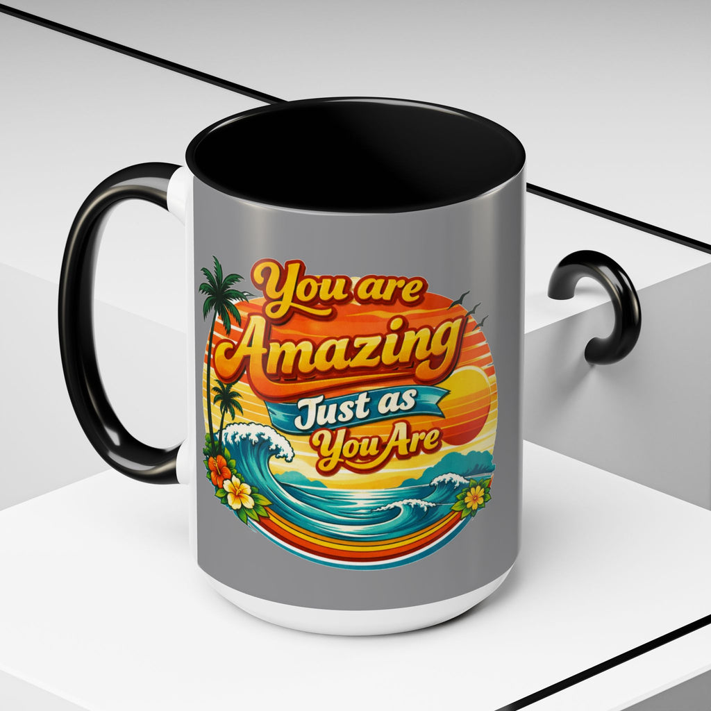 Accent Coffee Mug Beach Scene with Positive Affirmation