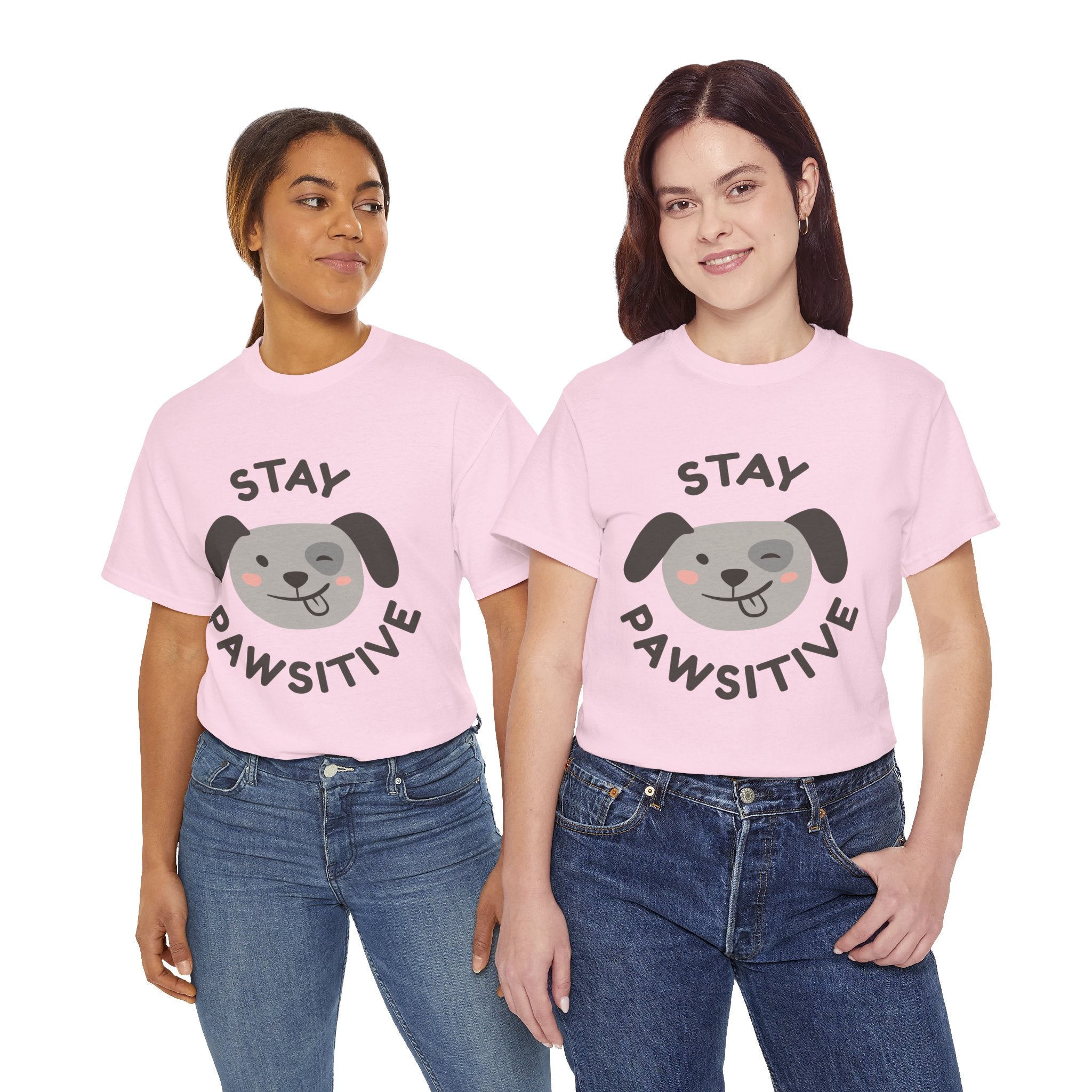 Stay Pawsitive dog face T-Shirt Cute puppy graphic tee