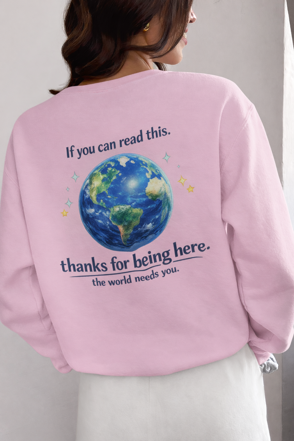 Classic Crewneck Sweatshirt Everyday Casual Pullover with affirmation